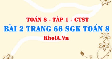 Bài 2 trang 66 SGK Toán 8 Tập 1 Chân trời sáng tạo